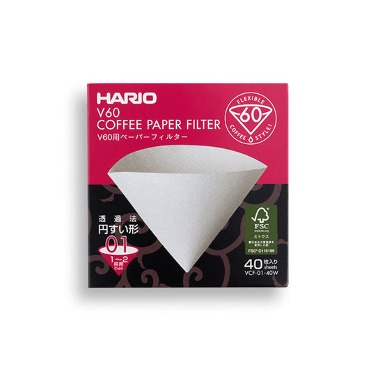 Hario V60 Coffee Filter Papers - Size 01 - White (40 pack)| Parch Coffee